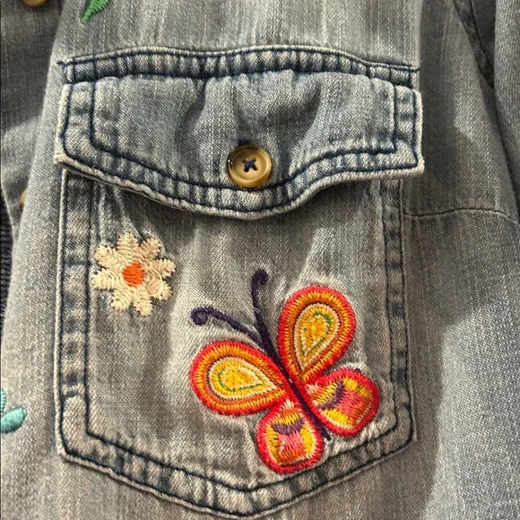 Billy T heavily Embroidered Denim Shirt. Flower power hippie vibe.  Small. - Picture 2 of 8